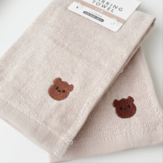Embroidered Bear Hand Towel