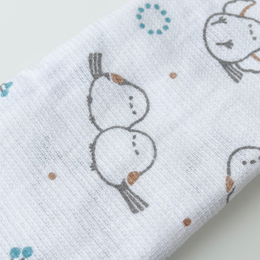 Pile Face Towel with Shimaenaga Pattern - Blue Accent