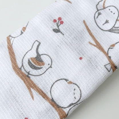 Pile Face Towel with Shimaenaga Pattern - Red Berries