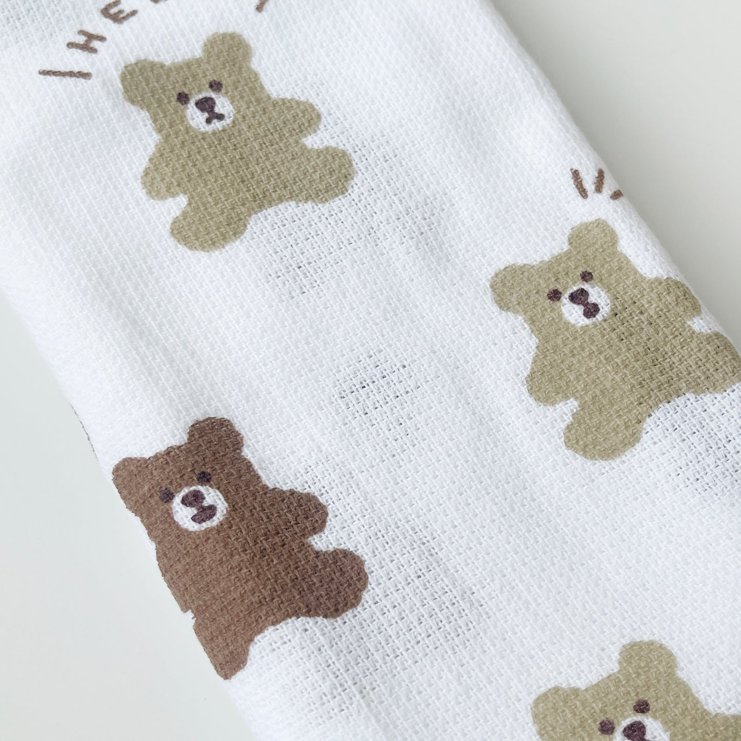 Pile Face Towel with Bear Pattern - White