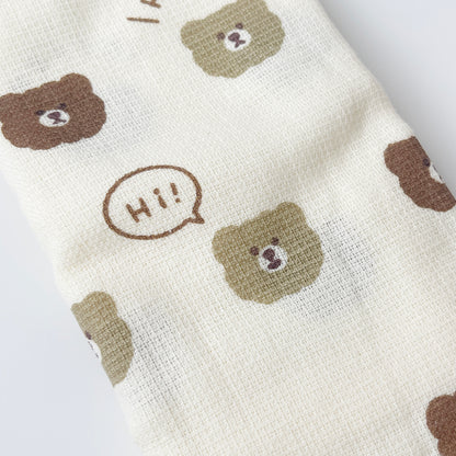 Pile Face Towel with Bear Pattern - Yellow