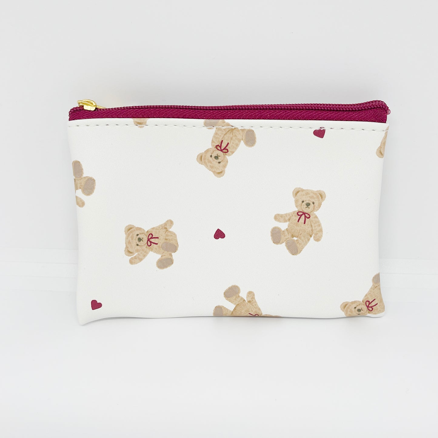 Bear Coin Case - White & Maroon