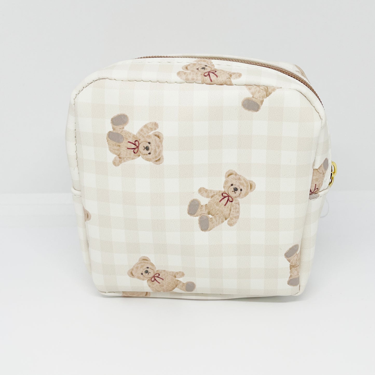 Mini Square Pouch Bear - Check Pattern