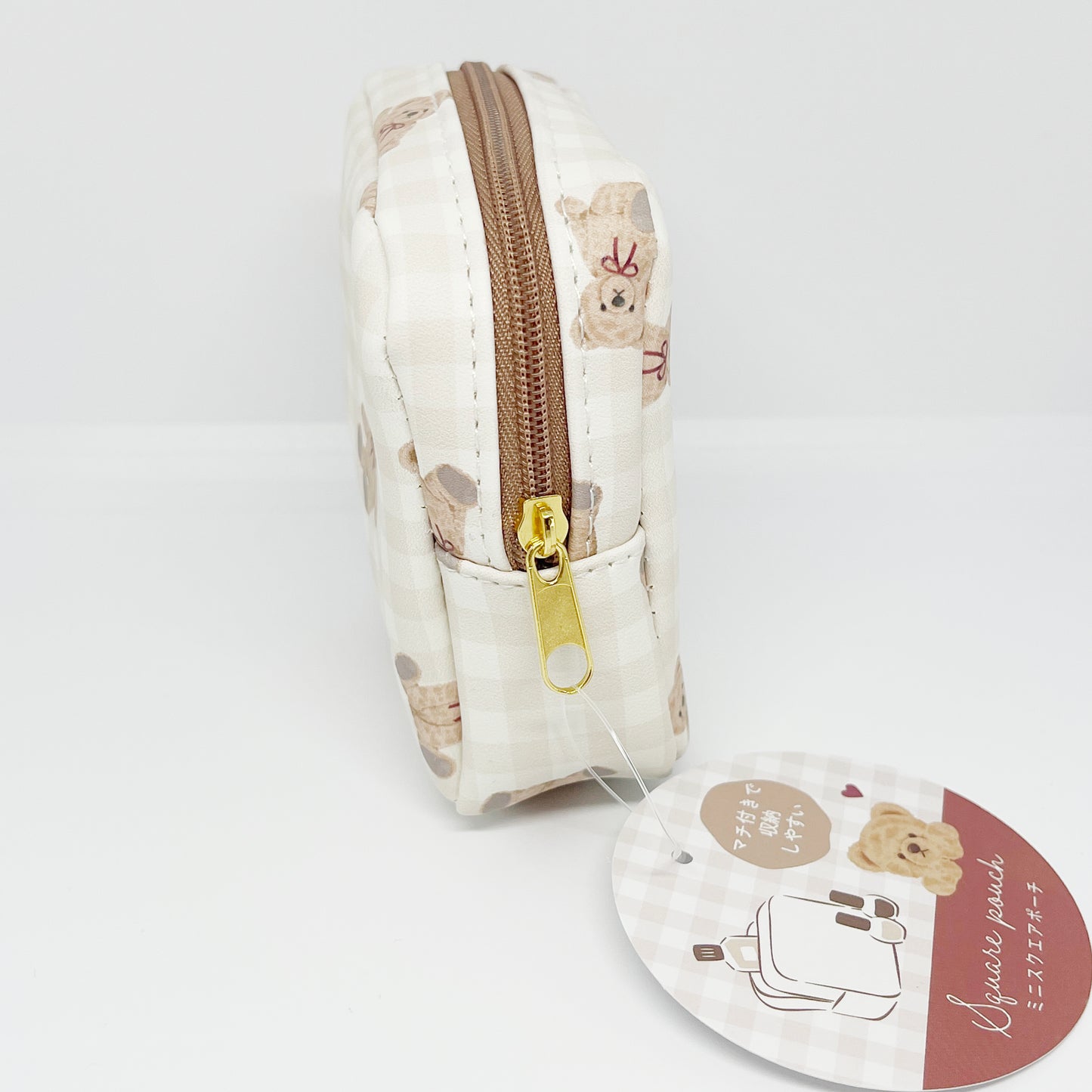 Mini Square Pouch Bear - Check Pattern