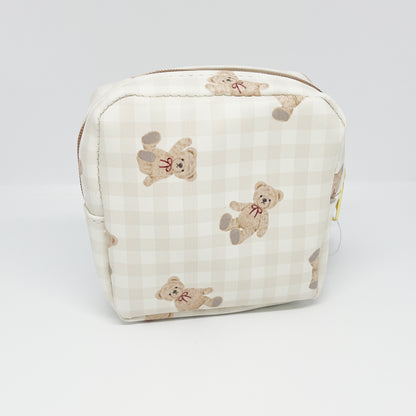 Mini Square Pouch Bear - Check Pattern