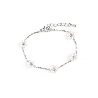 Pearl Flower Silver Bracelet