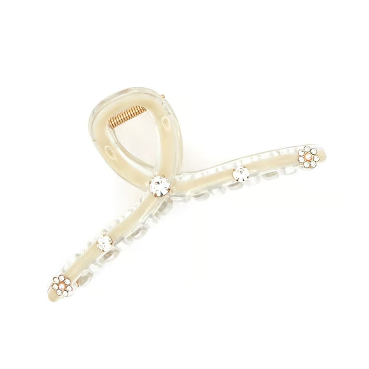 Beige Color Line Bijou Clear Hair Claw Clip