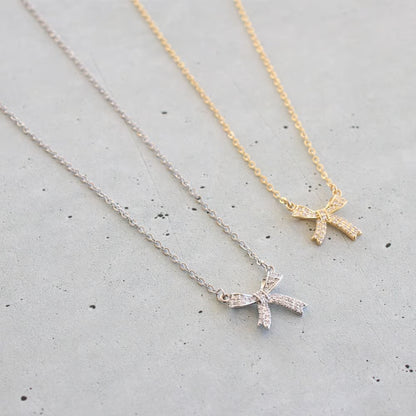 Silver Ribbon Motif Necklace
