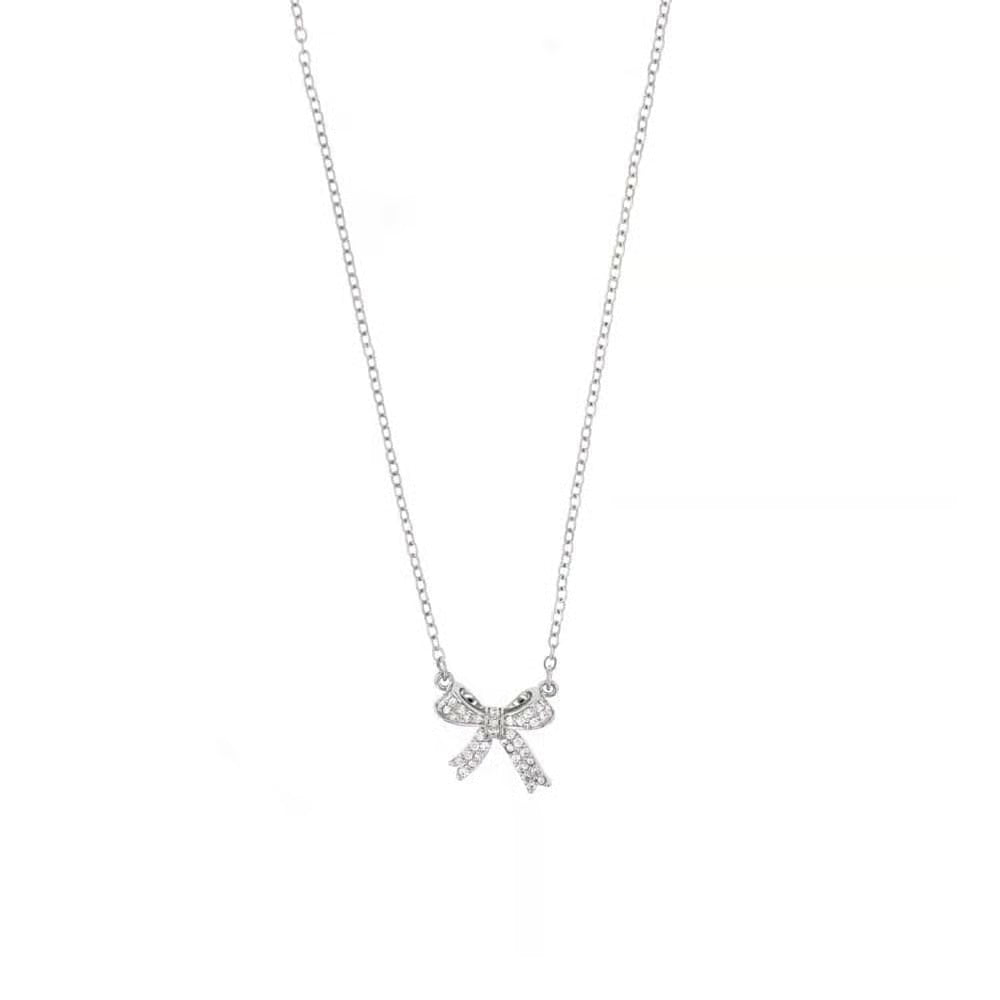Silver Ribbon Motif Necklace