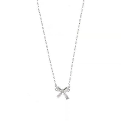 Silver Ribbon Motif Necklace