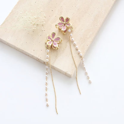 桜×パールチェーン セット ミニヘアクリップ