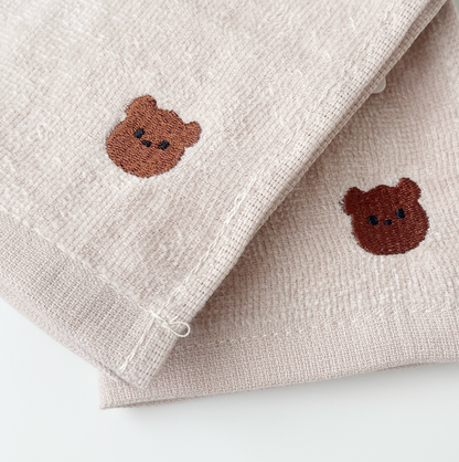 Mini Handkerchief Embroidered Bear Towel