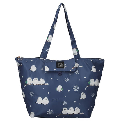 Snow Shimaenaga Zippered Tote Bag - Navy