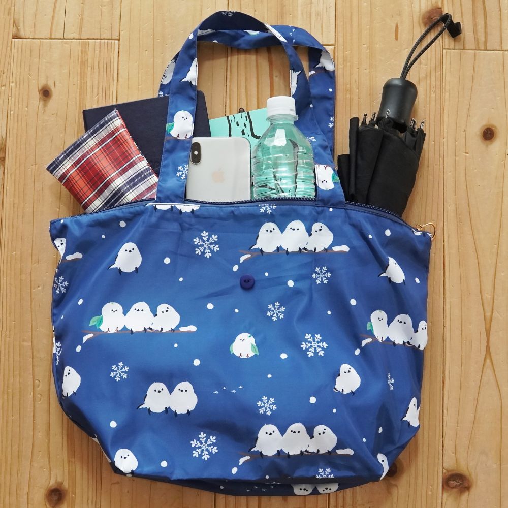 Snow Shimaenaga Zippered Tote Bag - Navy